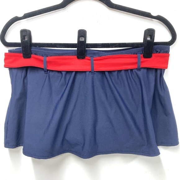 Nautica Navy Swim Skirt, Size 12, Navy w‎ Red Belt Built in Brief Nautical NEW - Picture 5 of 10